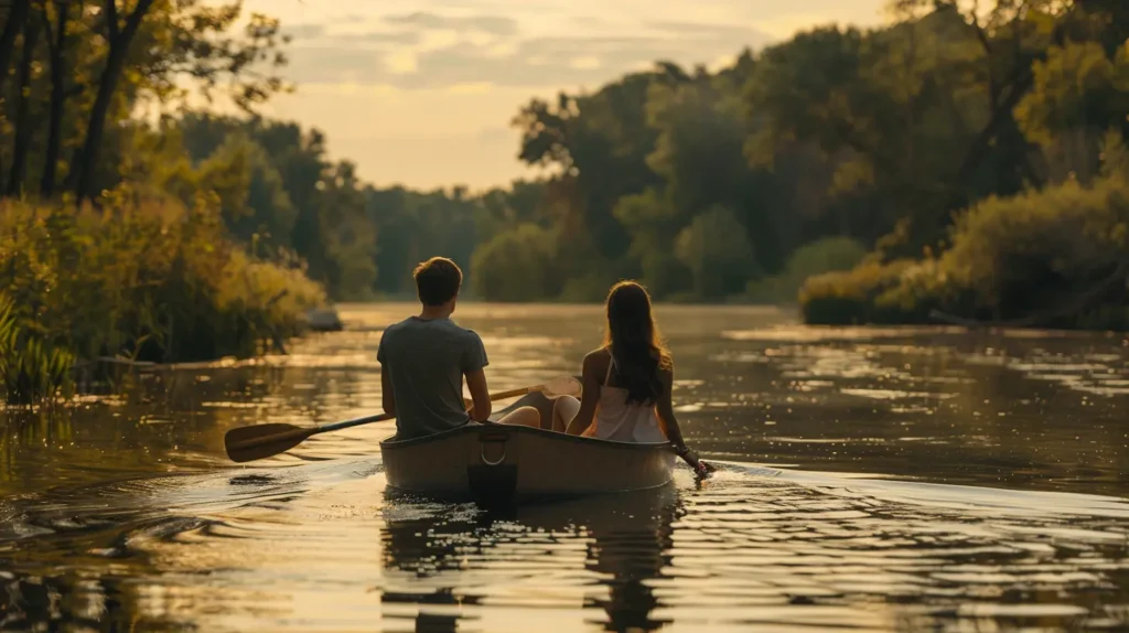 date ideas in Michigan kayaking down a river