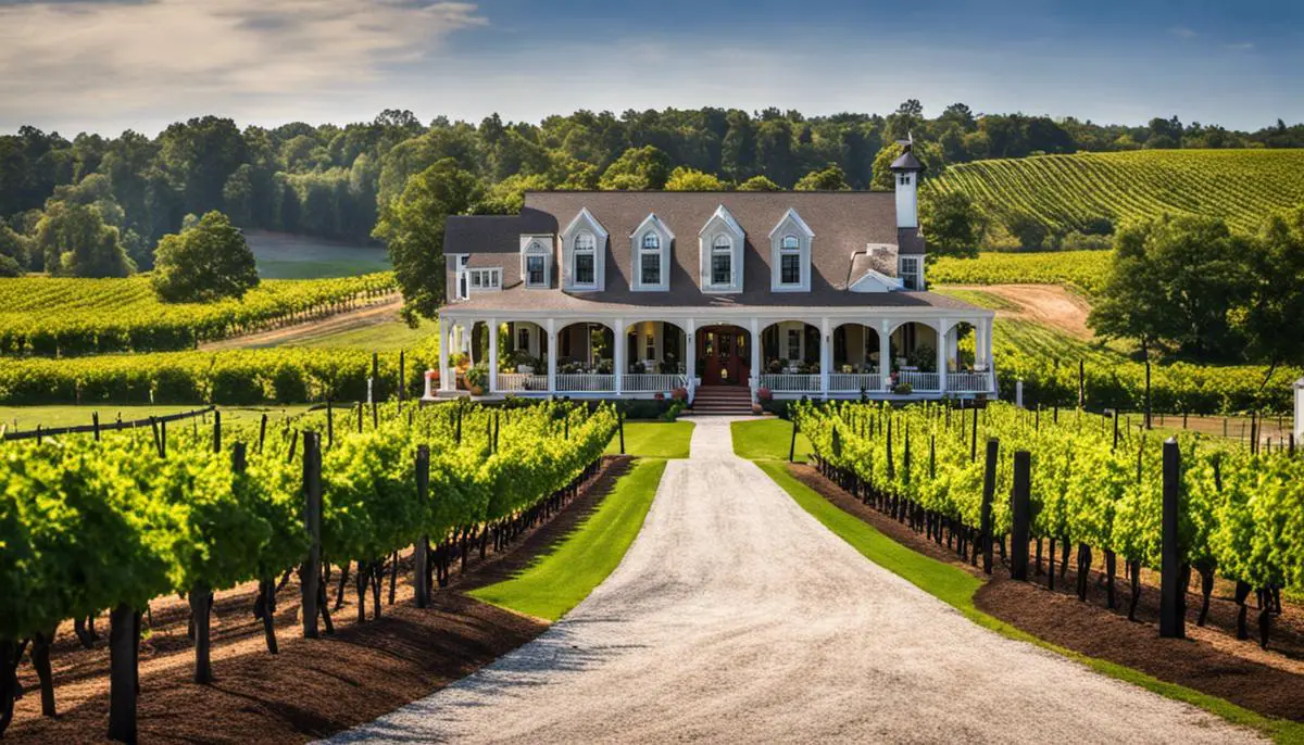 A beautiful image of The Inn at Black Star Farms, showcasing its magnificent vineyards and luxurious architecture.