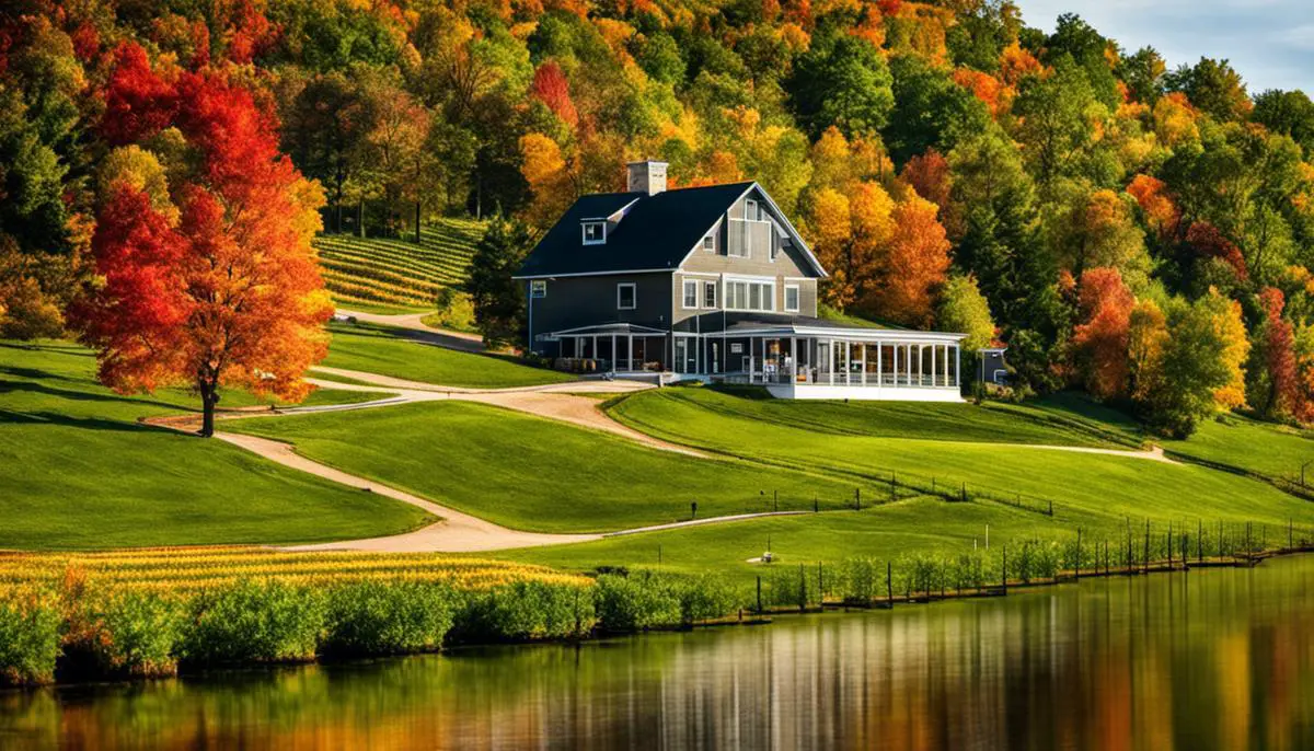 A scenic view of Michigan wineries and vineyards