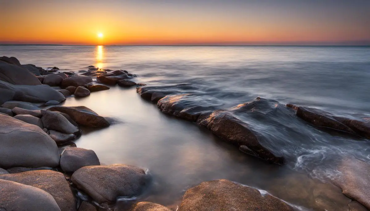 A person searching for Yooperlites along the shores of Lake Michigan