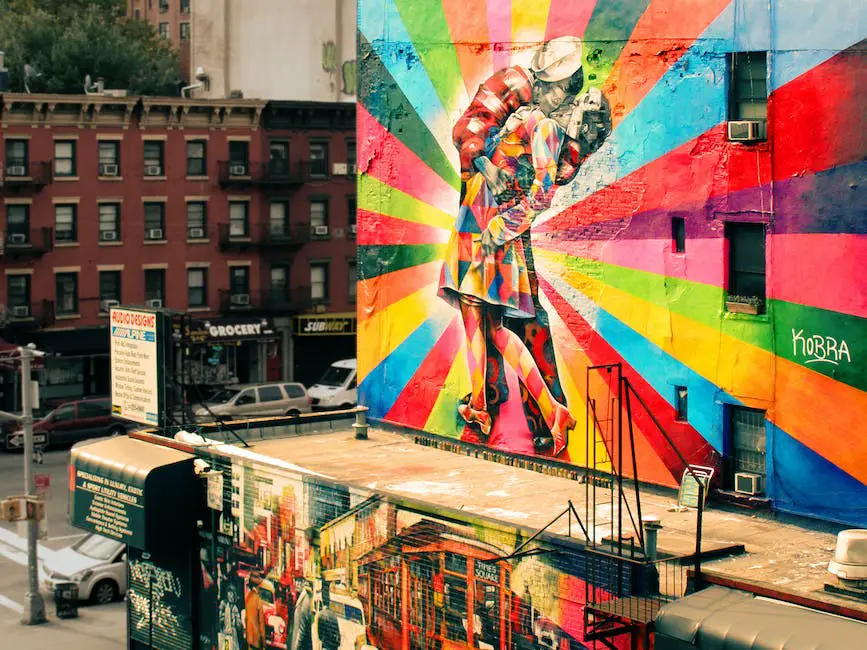 Colorful mural depicting Detroit's vibrant street art scene