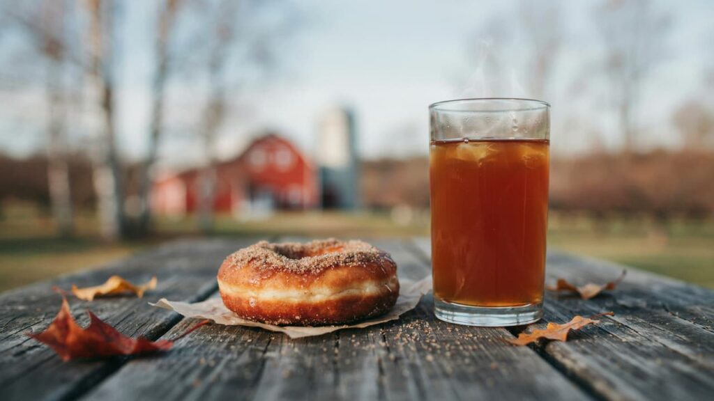 fresh cider and donuts at a metro detroit cider mill in fall