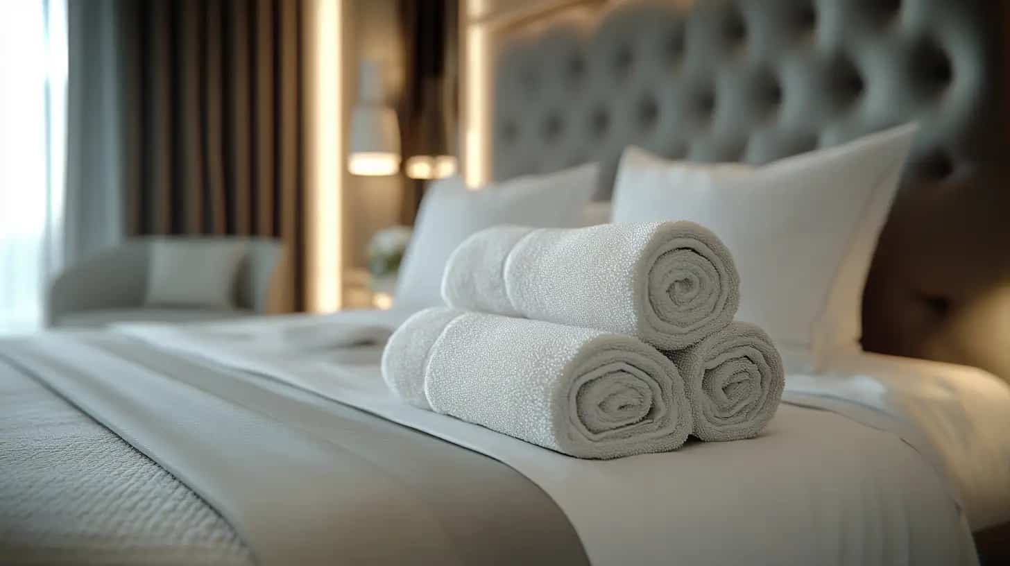 image of towels on a luxury bed at a traverse city five star hotel grand traverse resort