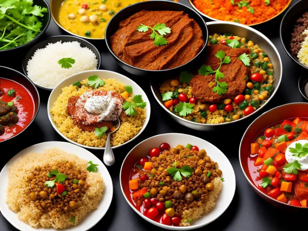 Image of a variety of Middle Eastern dishes, showcasing the rich and colorful cuisine.