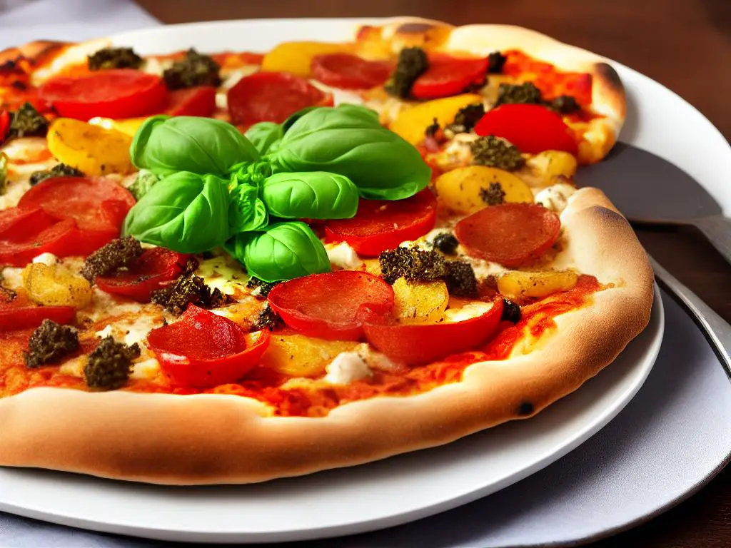 A photo of a delicious pizza from Supino Pizzeria, topped with fresh ingredients.